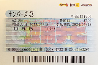 ナンバーズ3 第6210回 抽選結果